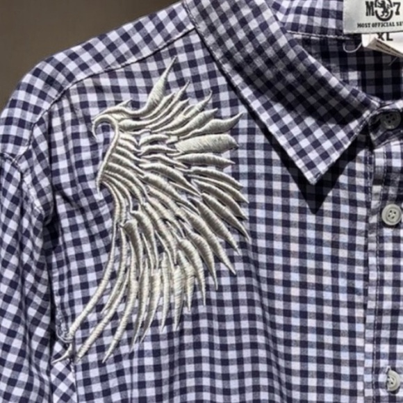 🌻MO7 Most Official 7 Plaid Shirt with Wings Size XL - Picture 5 of 12